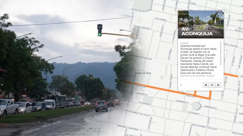 Mapa interactivo: estos son los desvíos por los cortes en la Aconquija