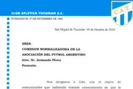 Esta es la presentación que hizo Atlético a la AFA reclamando la plaza a la Libertadores