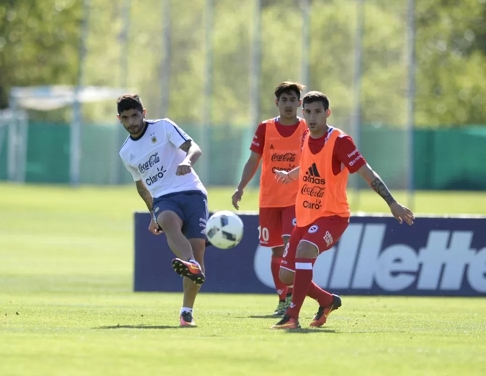 VÍA LIBRE PARA JUGAR. Bauza decidió que Ever Banega ingrese en el mediocampo en reemplazo de Matías Kranevitter. fotos de dyn