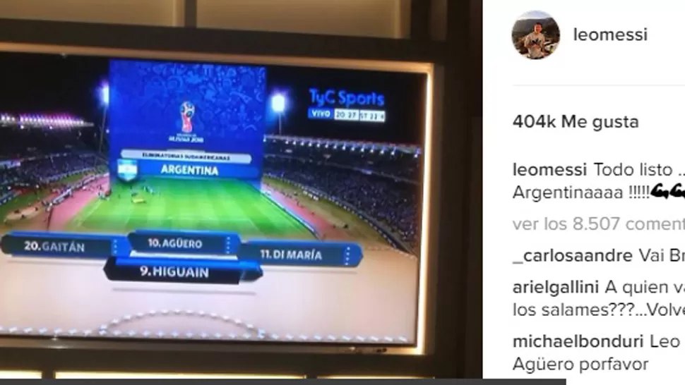 Messi compartió una foto siguiendo a la Selección desde España