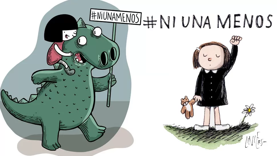 EN LA LUCHA. Montt y Liniers son dos de los artistas que se plegaron a la campaña #NiUnaMenos.