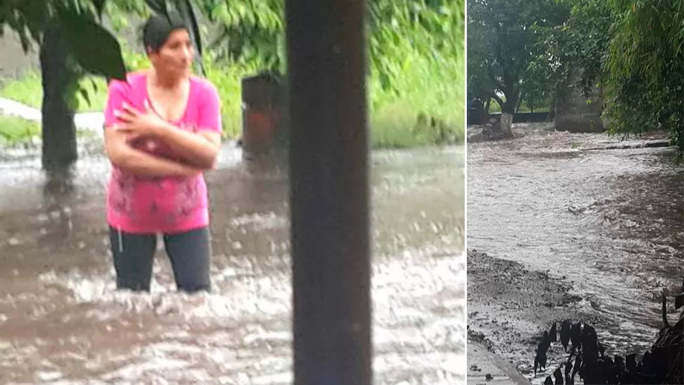 Video: desbordó una acequia en Río Seco a causa de las lluvias