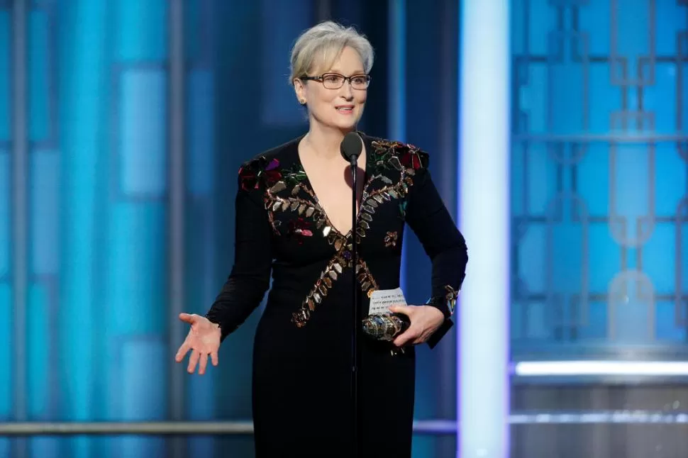 DE GALA. La elegante Meryl Streep vapuleó al presidente electo de EEUU. reuters