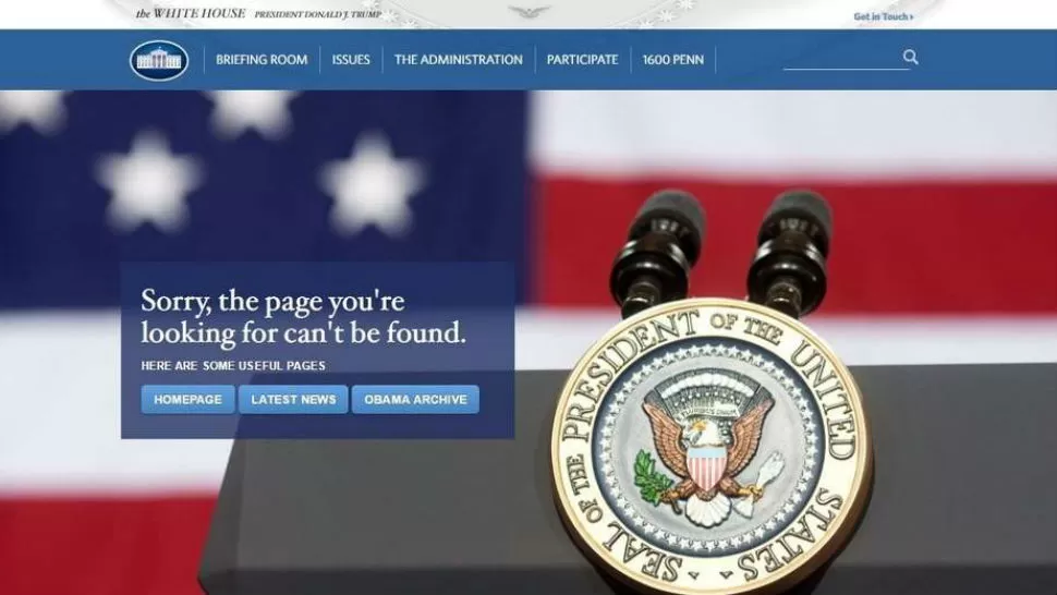 NO ESTÁ MÁS. La Casa Blanca dejó sin efecto la página web en español del gobierno de la época de Barack Obama.