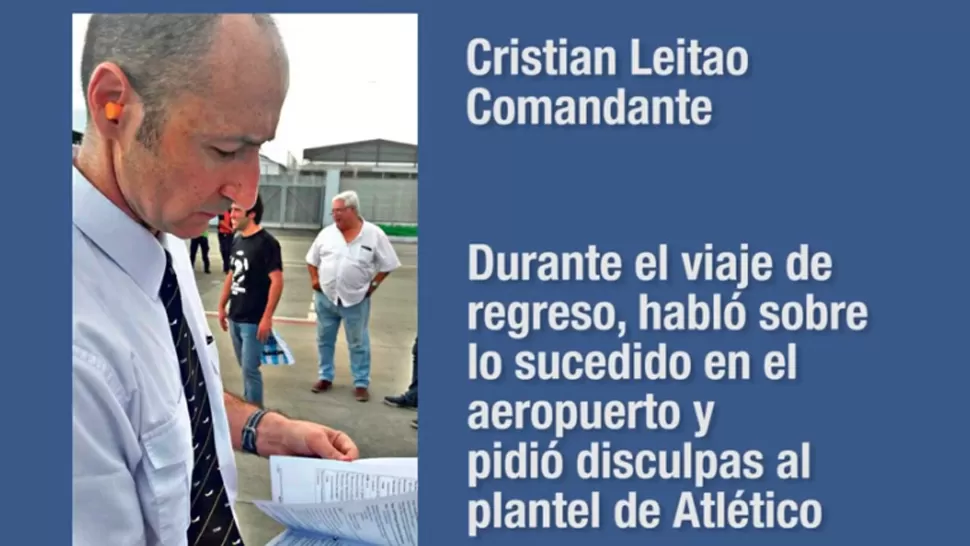 El capitán aseguró que no había razones para detener el vuelo de Atlético en Guayaquil