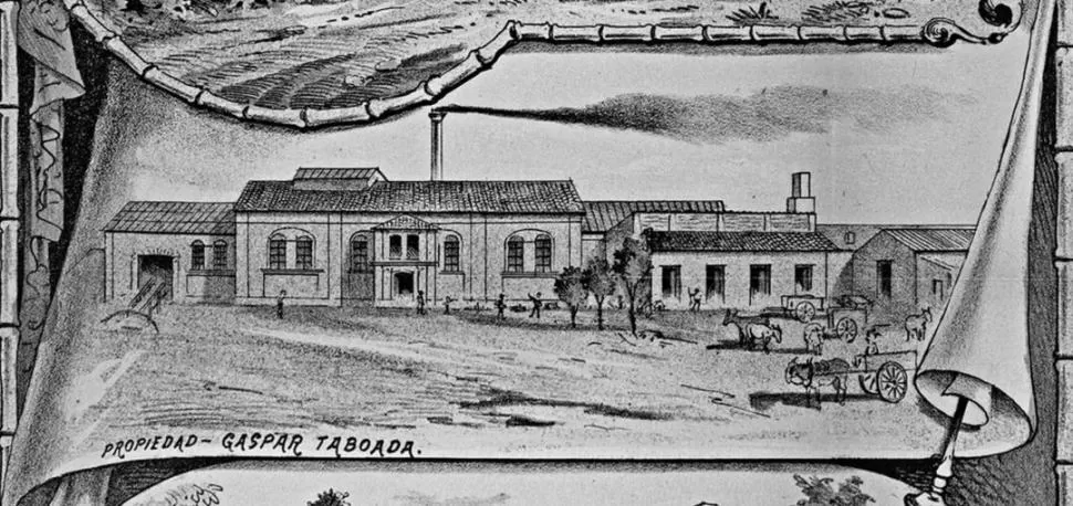 EL INGENIO UNIÓN. El dibujo de 1892 muestra un ángulo de la fábrica de Taboada, que tuvo su última zafra en 1896. 