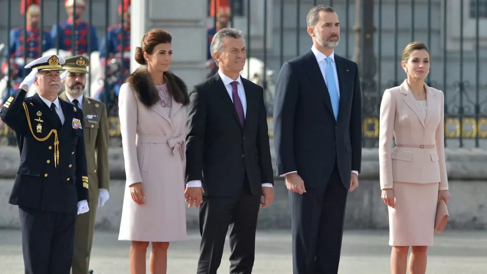 VISITA OFICIAL. Awada, Macri, el rey Felipe y la reina Letizia. DYN
