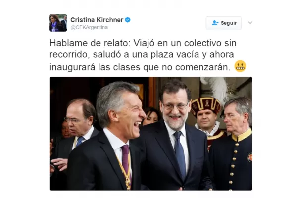 Cristina: inaugurará las clases que no comenzarán