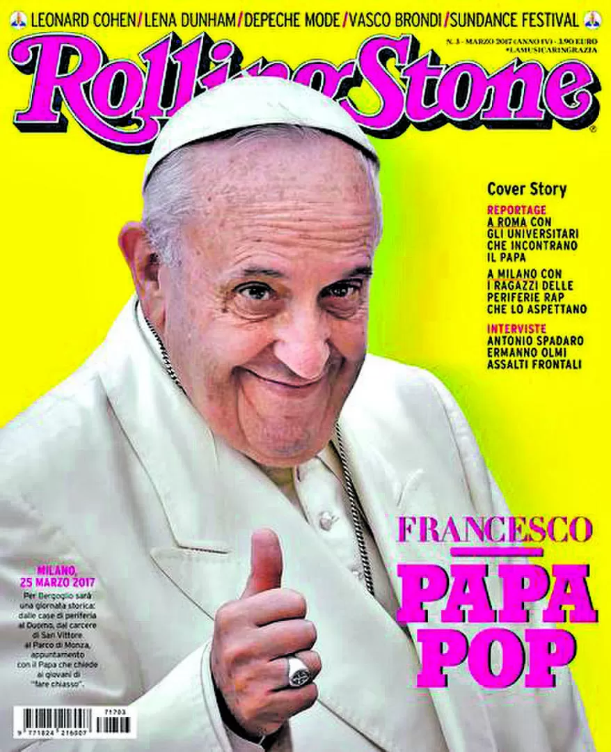  EL PAPA POP. Francisco es nuevamente tapa de Rolling Stone. FOTO TOMADA DE 20MINUTOS.ES