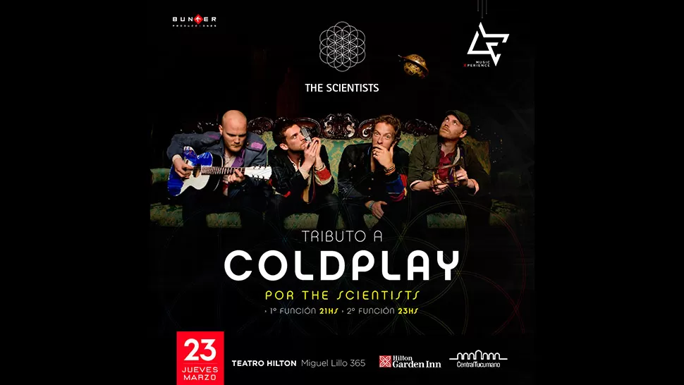 Grandes éxitos de Coldplay sonarán esta noche en la provincia
