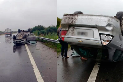 Volcó un auto en la autopista Tucumán-Famaillá, a la altura del río Lules