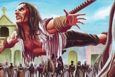 Un hombre que expresa la tragedia de los pueblos americanos