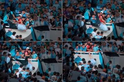 La secuencia de fotos del ataque salvaje que sufrió el hincha de Belgrano