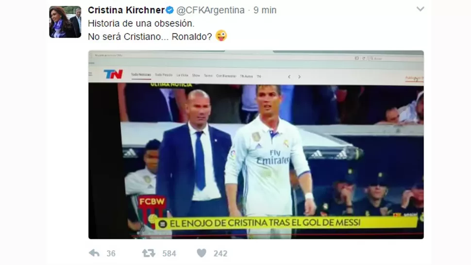 TN se confundió y Cristina Kirchner respondió por Twitter