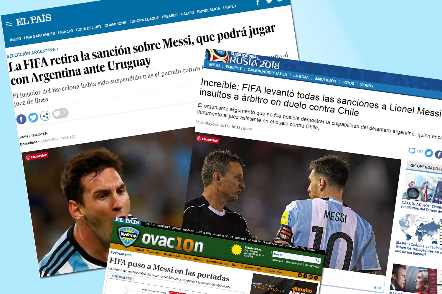 Así ven los diarios del mundo el perdón de la FIFA a Messi