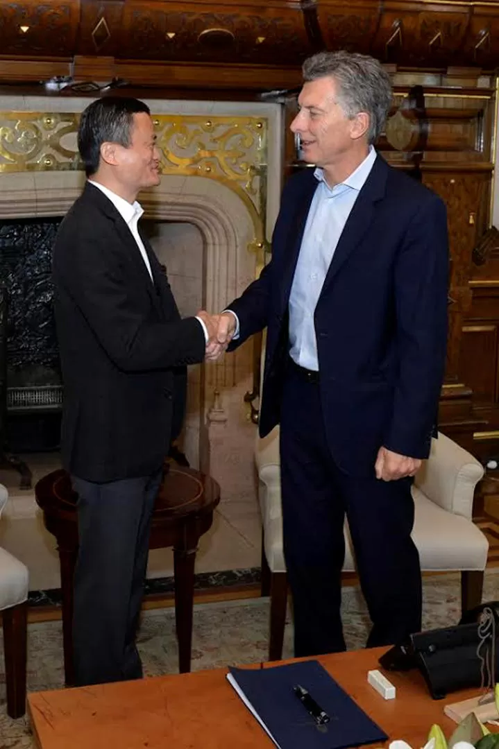 ACUERDO. Jack Ma fue recibido por Mauricio Macri en la Rosada. reuters 