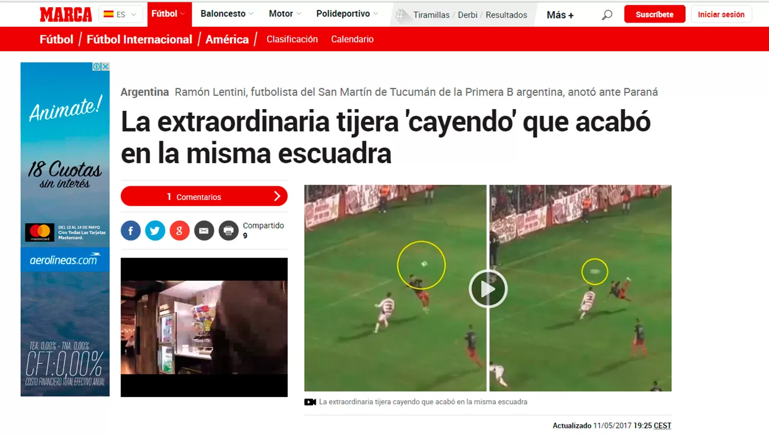 El diario español destacó el gol de Lentini.