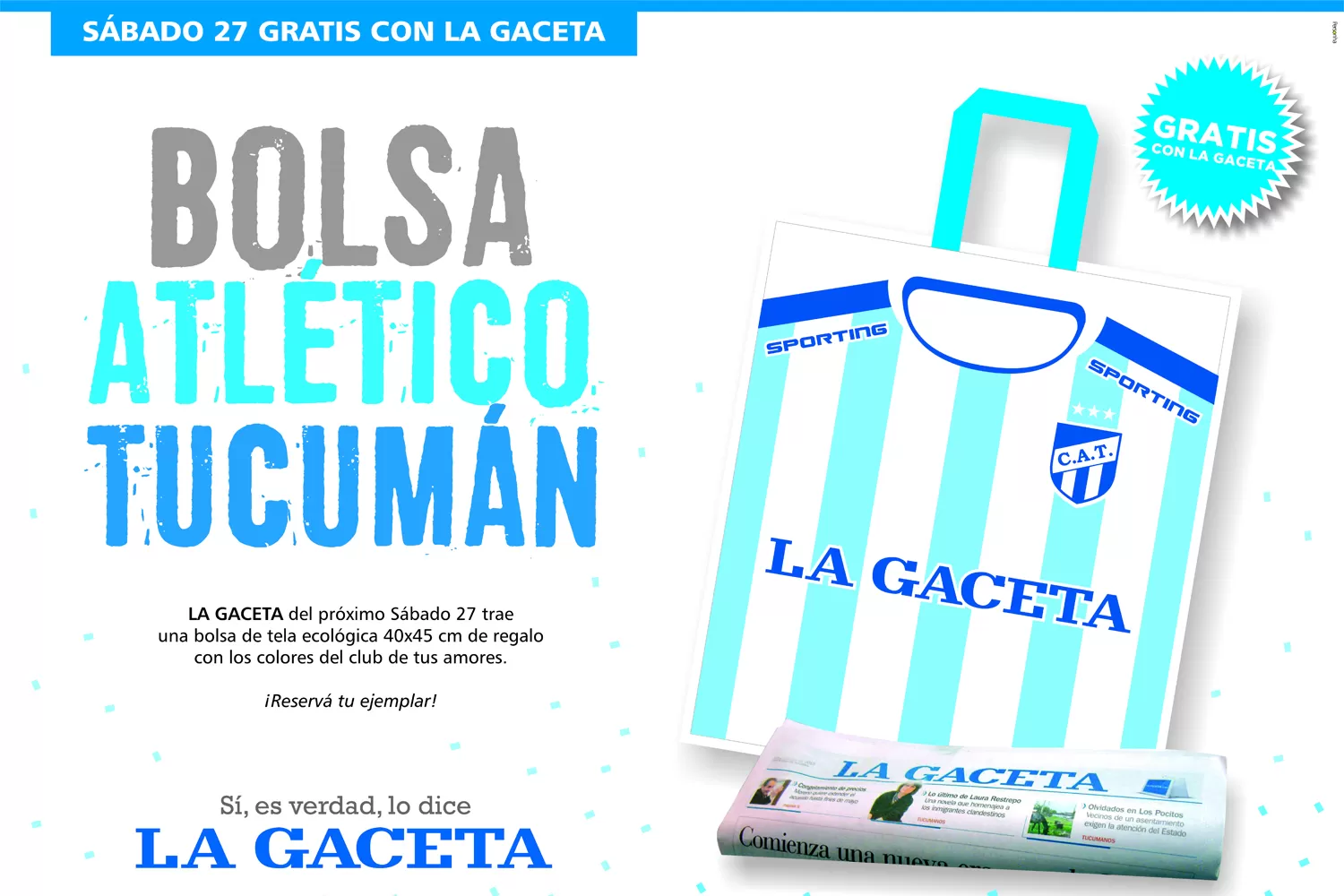Este sábado con LA GACETA entregamos una bolsa ecológica de Atlético