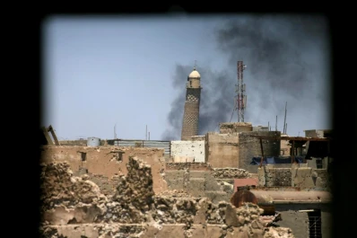 La famosa gran mezquita de Mosul, en ruinas