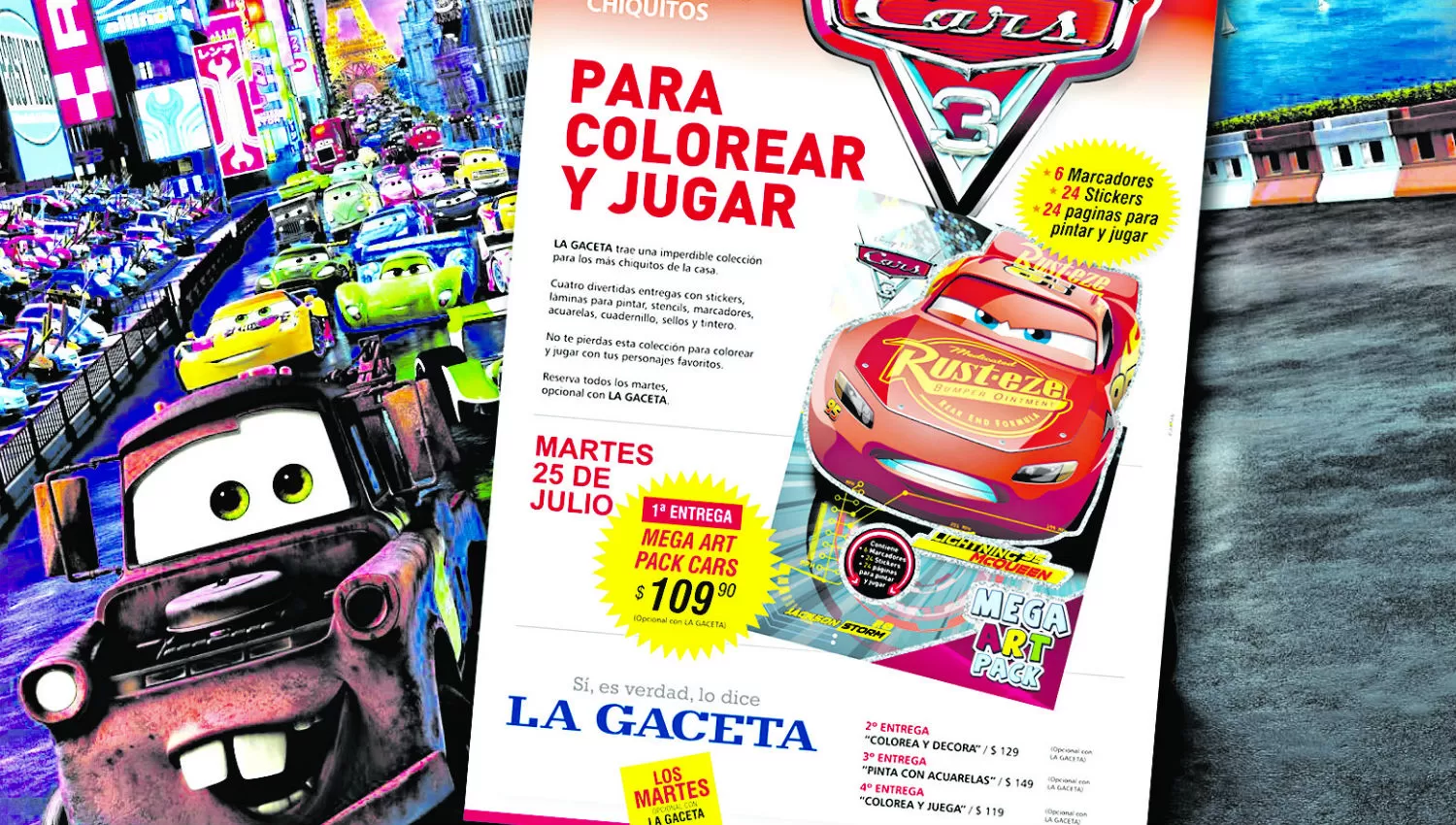 Nueva colección de LA GACETA: a colorear y jugar con los personajes de “Cars”