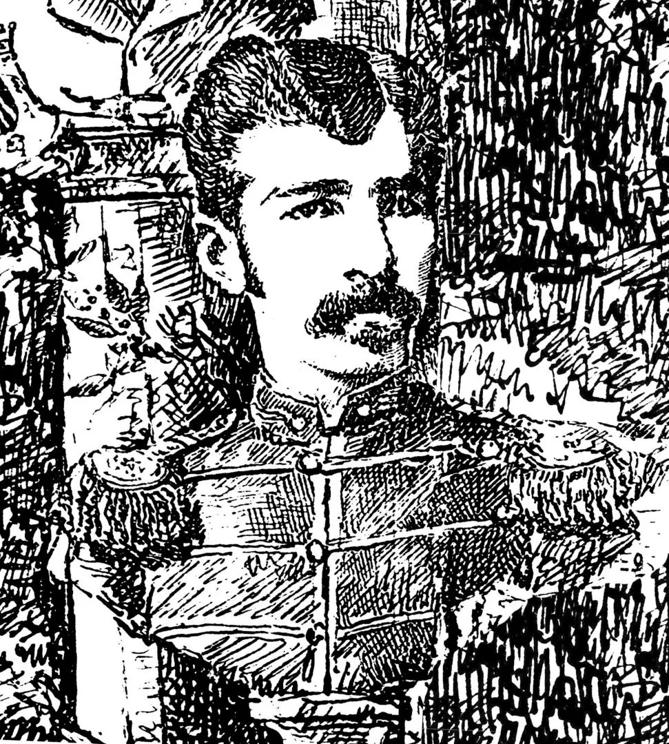 MAXIMILIANO MÁRQUEZ. Detalle de un dibujo de 1890, ejecutado por Pascual Farina en el periódico juvenil “El Curioso”. 