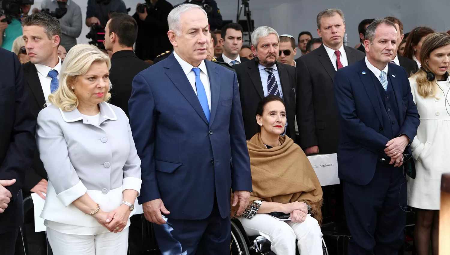 VISITA OFICIAL. El primer ministro de Israel, Benjamín Netanyahu, en el acto que se realizó en la sede de la AMIA. FOTO DE DYN. 