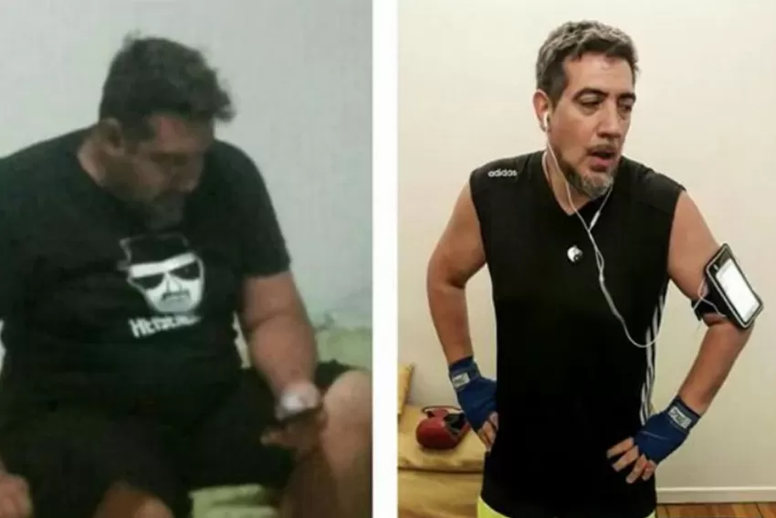 ANTES Y DESPUÉS. Pato Galván combinó dieta con actividad física para lograr su propósito de bajar de peso. FOTO TOMADA DE INFOBAE.COM