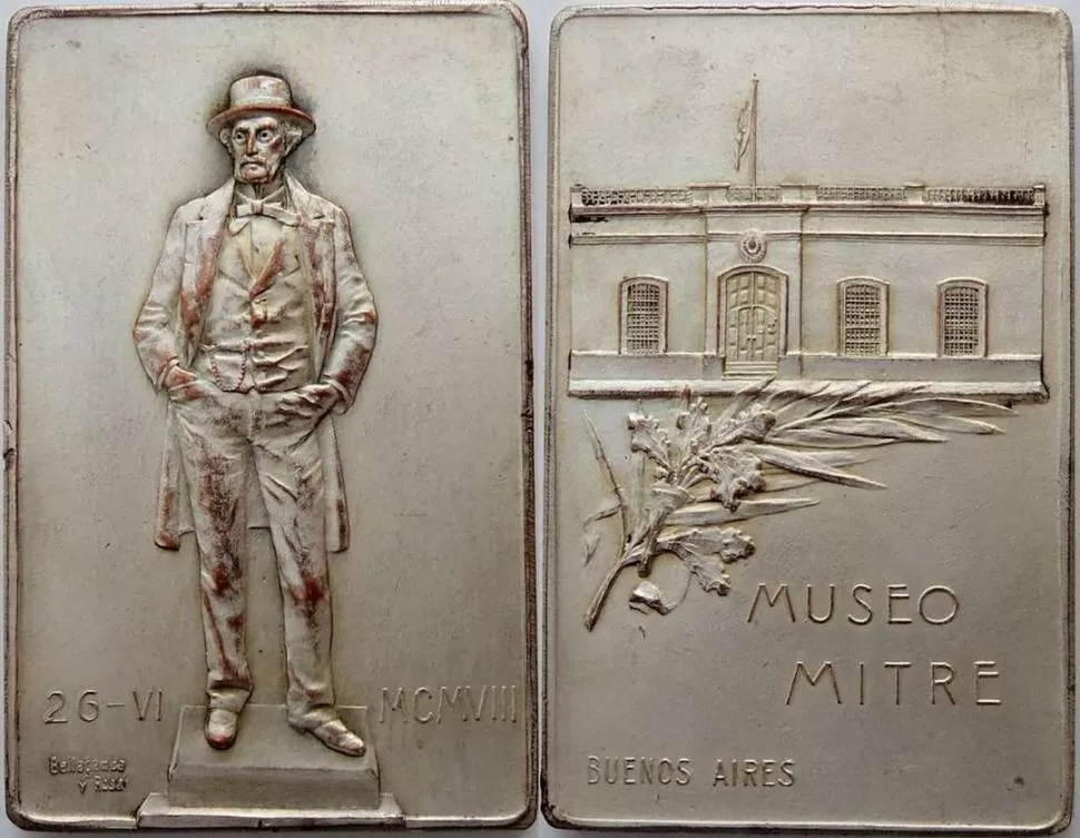 BARTOLOMÉ MITRE. Medalla conmemorativa de la fundación del “Museo Mitre” en su residencia de Buenos Aires. 