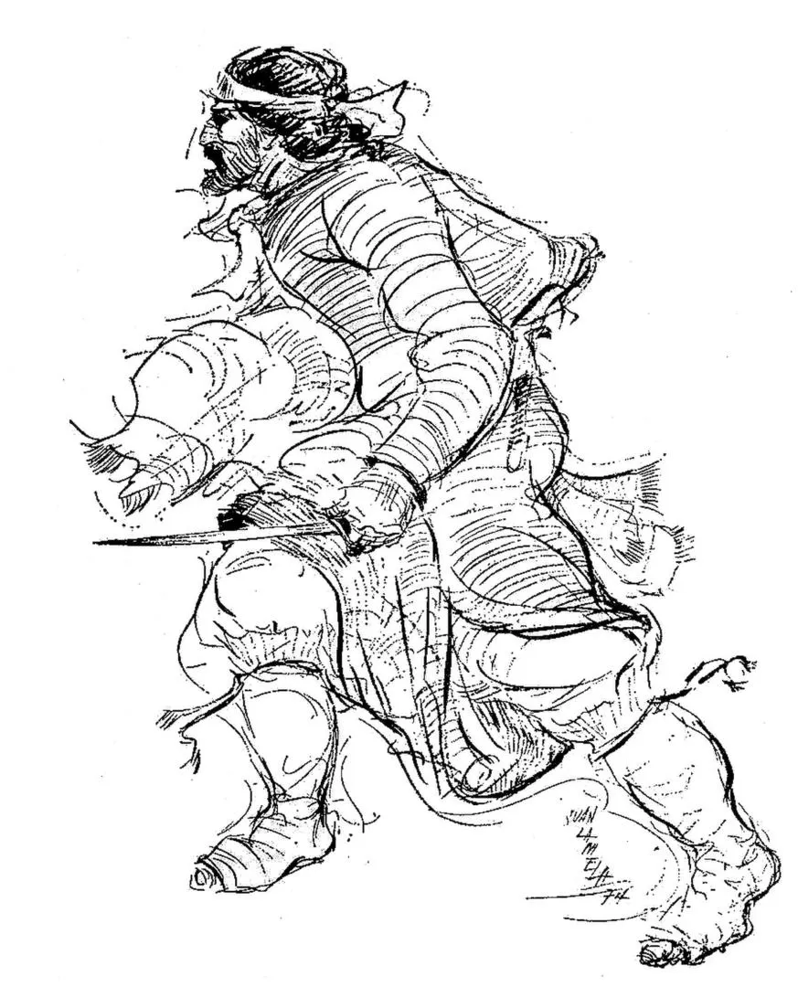 “EL GAUCHO” RIVERO. El dibujante platense Juan Lamela (1906-1989) imaginó así al polémico personaje. 
