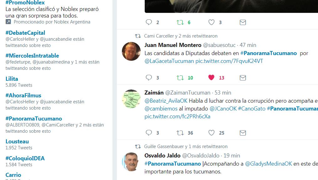El debate de las candidatas en Panorama Tucumano fue tendencia en Twitter