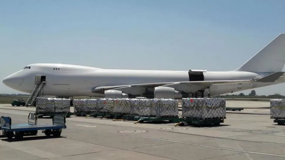 COMPLETO. Esta semana se cargó en la aeroestación tucumana un avión Jumbo con 108.000 kg de arándanos. 