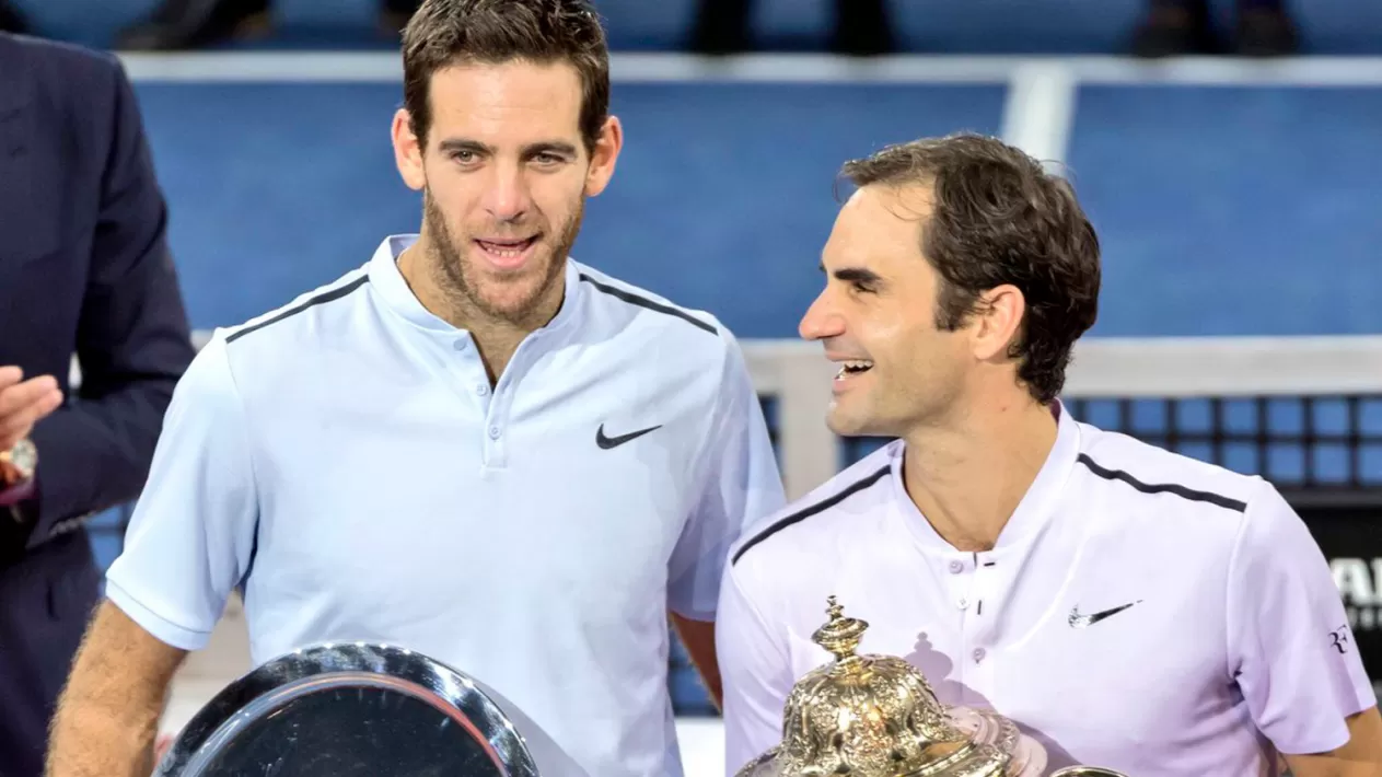 COMPINCHES. Del Potro y Federer. (FOTO TOMADA DE TWITTER)