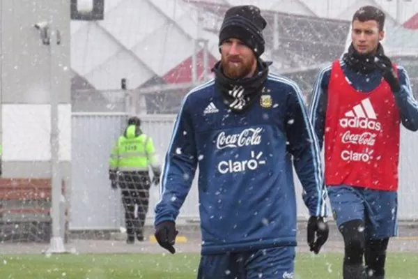 Argentina entrenó bajo la nieve, a la espera del amistoso con Rusia