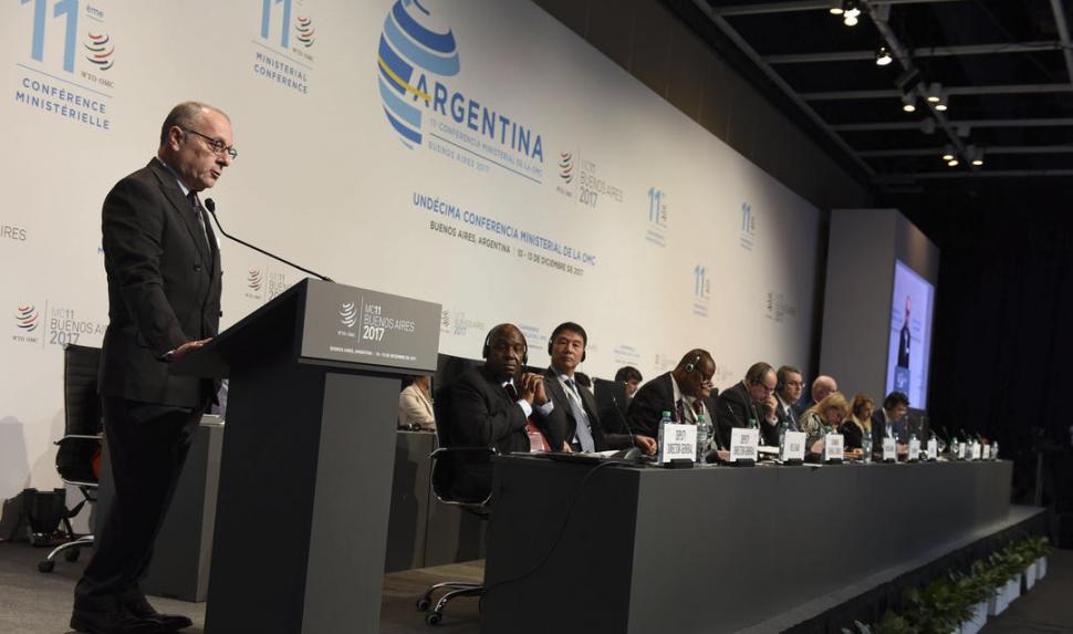 DEBATE. El canciller argentino, Jorge Faurie, pidió “persistir en el proceso de reforma del comercio agrícola”. télam