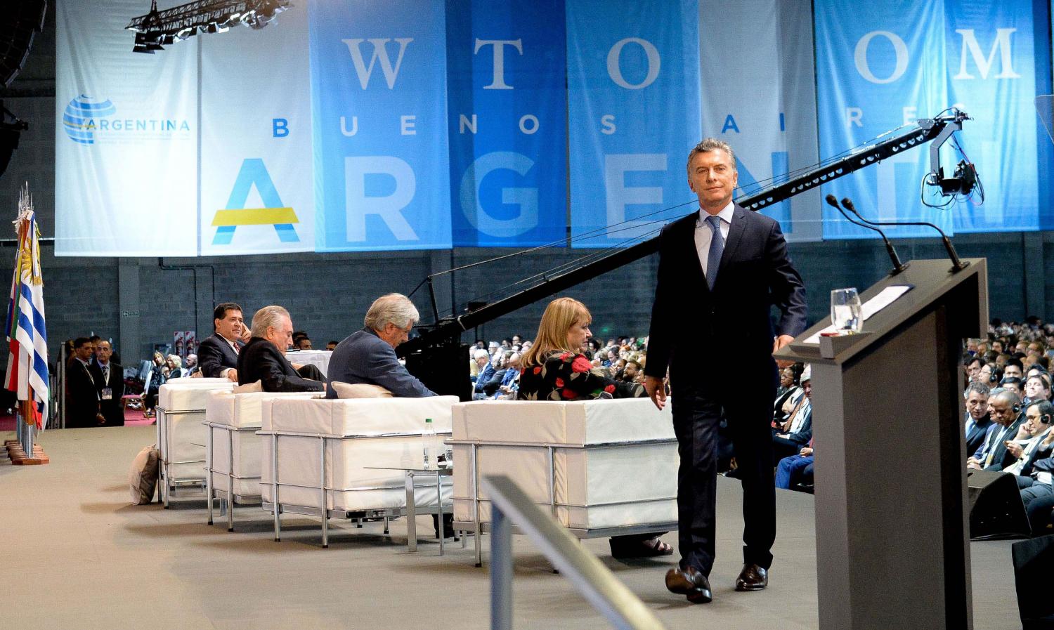 MAURICIO MACRI. El presidente argentino, a punto de hablar. TÉLAM