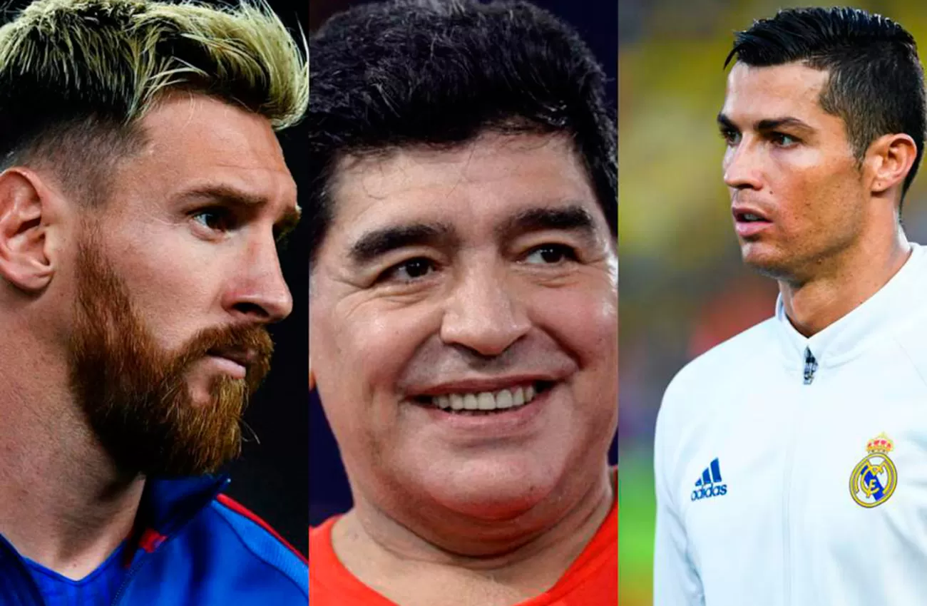 INDISCUTIDOS. Messi, Maradona y Cristiano Ronaldo. (LA PRENSA)
