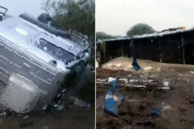 Susto en la ruta 157: un conductor tucumano volcó un camión cargado con azúcar