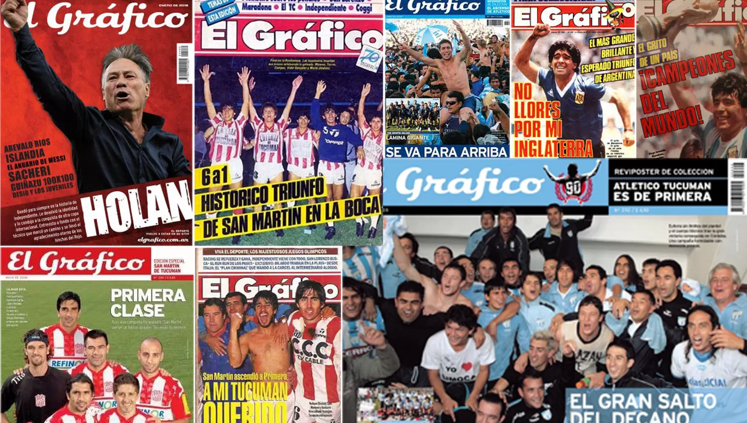 LAS TAPAS HISTÓRICAS. Holan fue la última; Maradona y la consagración en México 86; los ascensos de San Martín y el 6-1 en La Bombonera; la primera llegada de Atlético a Primera. 