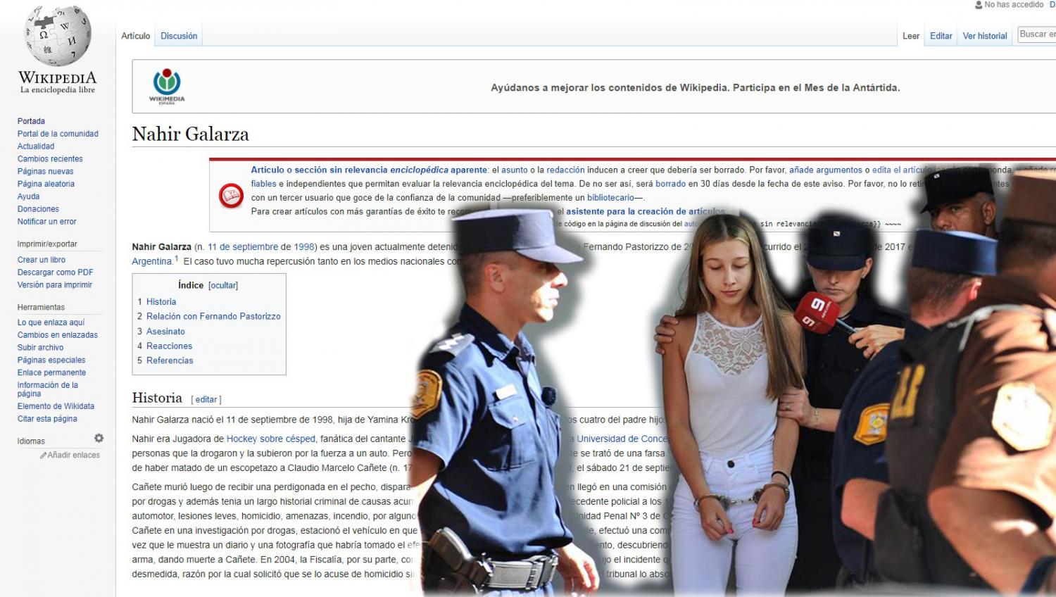 Nahir Galarza ya tiene su perfil en Wikipedia en la categoría asesinas argentinas