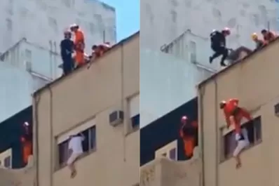 Video: la certera maniobra que usaron los bomberos porteños para evitar un suicidio