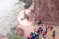 Video: el Pilcomayo derrumbó el camino y un hombre se salvó por segundos