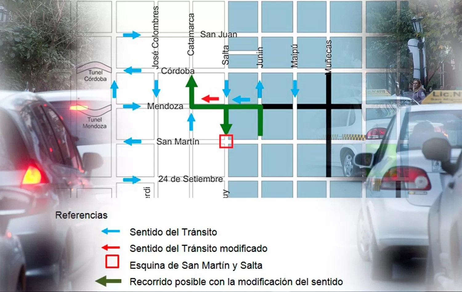Mañana cambiará el sentido del tránsito en Mendoza al 900
