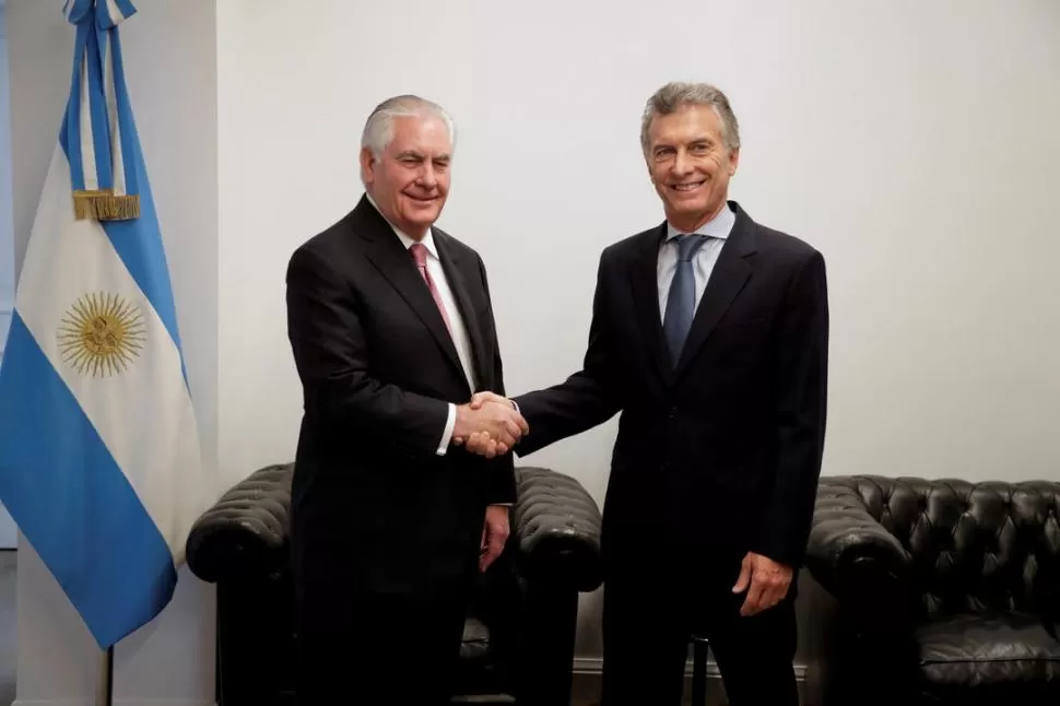 RELACIONES ENTRE PAÍSES. Rex Tillerson mantuvo un encuentro que se extendió por 40 minutos con el presidente, Mauricio Macri.  reuters 