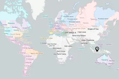 Una compañía diseñó un mapa que muestra cuál es la canción número 1 en cada ciudad del mundo