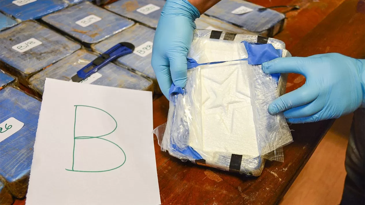 COCAÍNA. Las autoridades interceptaron el cargamento y lo reemplazaron por harina para rastrear y capturar a los integrantes de la banda. TÉLAM