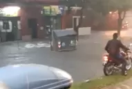 Video: un contenedor fue arrastrado por la tormenta