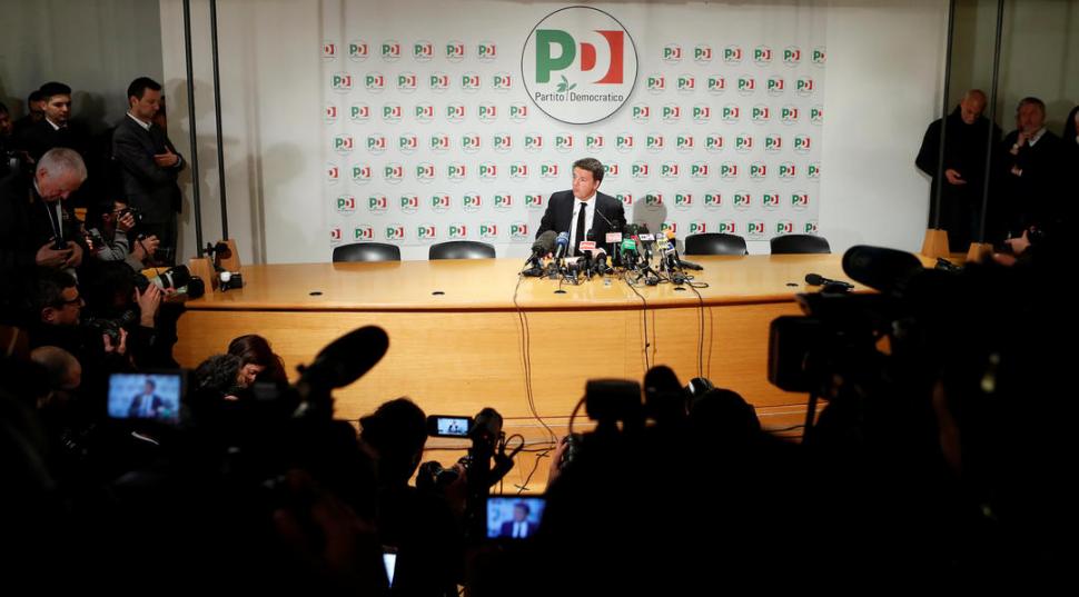 DERROTADO. Renzi, líder del Partido Demócrata, anuncia su oposición a acordar con la derecha o con los antisistema. reuterse