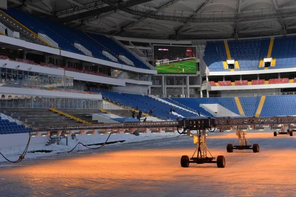 ULTIMANDO DETALLES. El Rostov Arena, donde Brasil se medirá con Suiza el 17 de junio, fue construido para el torneo. reuters