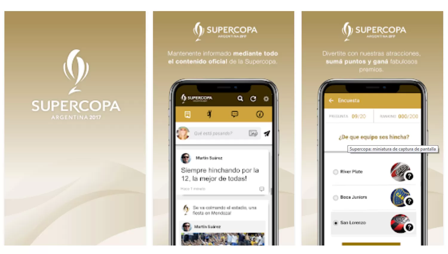 La app de la Supercopa ya está disponible en las tiendas virtuales de Android y de IOS. (Captura de pantalla)