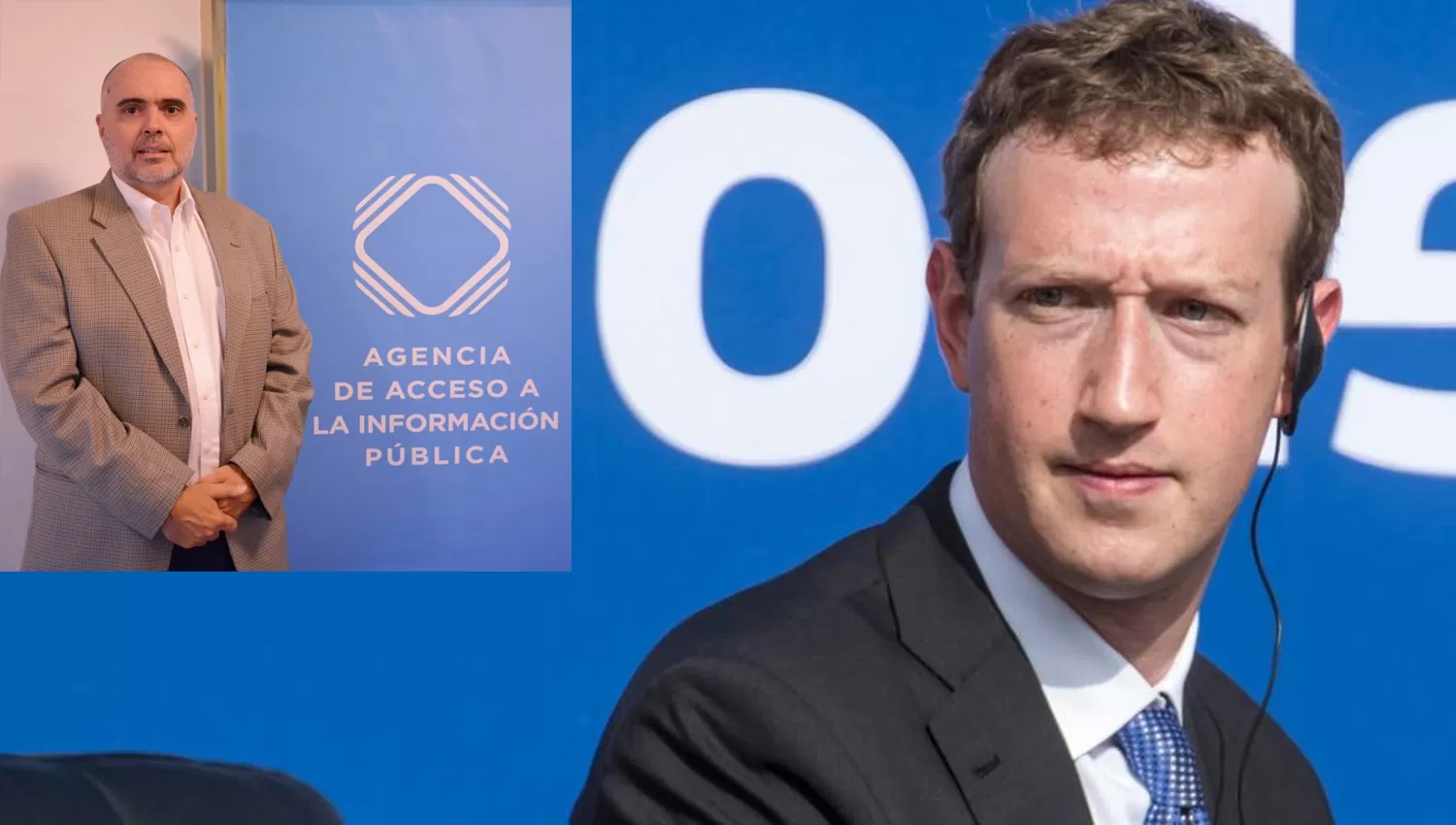 Alberto Bertoni, Director de la Agencia Argentina de Información Pública (izquierda) y Mark Zuckerberg, propietario de Facebook (derecha).
